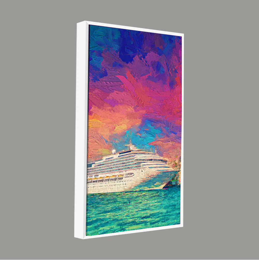 Beautiful Ship in the Sea Scenery Premium Canvas Wall Painting DECORMANTRA
