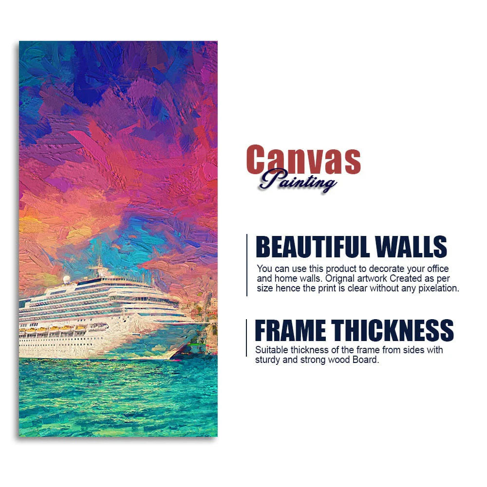 Beautiful Ship in the Sea Scenery Premium Canvas Wall Painting DECORMANTRA