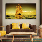 Beautiful Sunset Sailing Ship Wall Painting DECORMANTRA