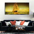 Beautiful Sunset Sailing Ship Wall Painting DECORMANTRA