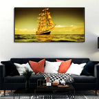 Beautiful Sunset Sailing Ship Wall Painting DECORMANTRA