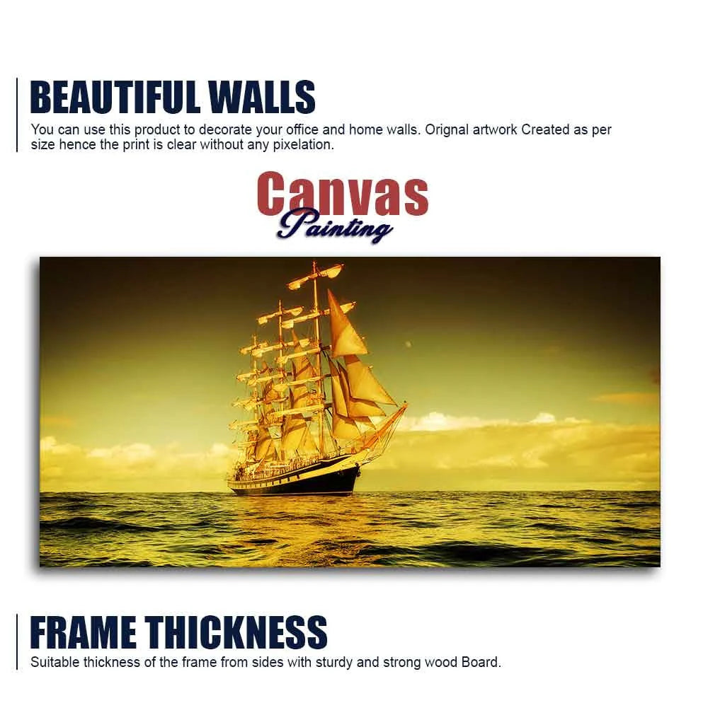 Beautiful Sunset Sailing Ship Wall Painting DECORMANTRA