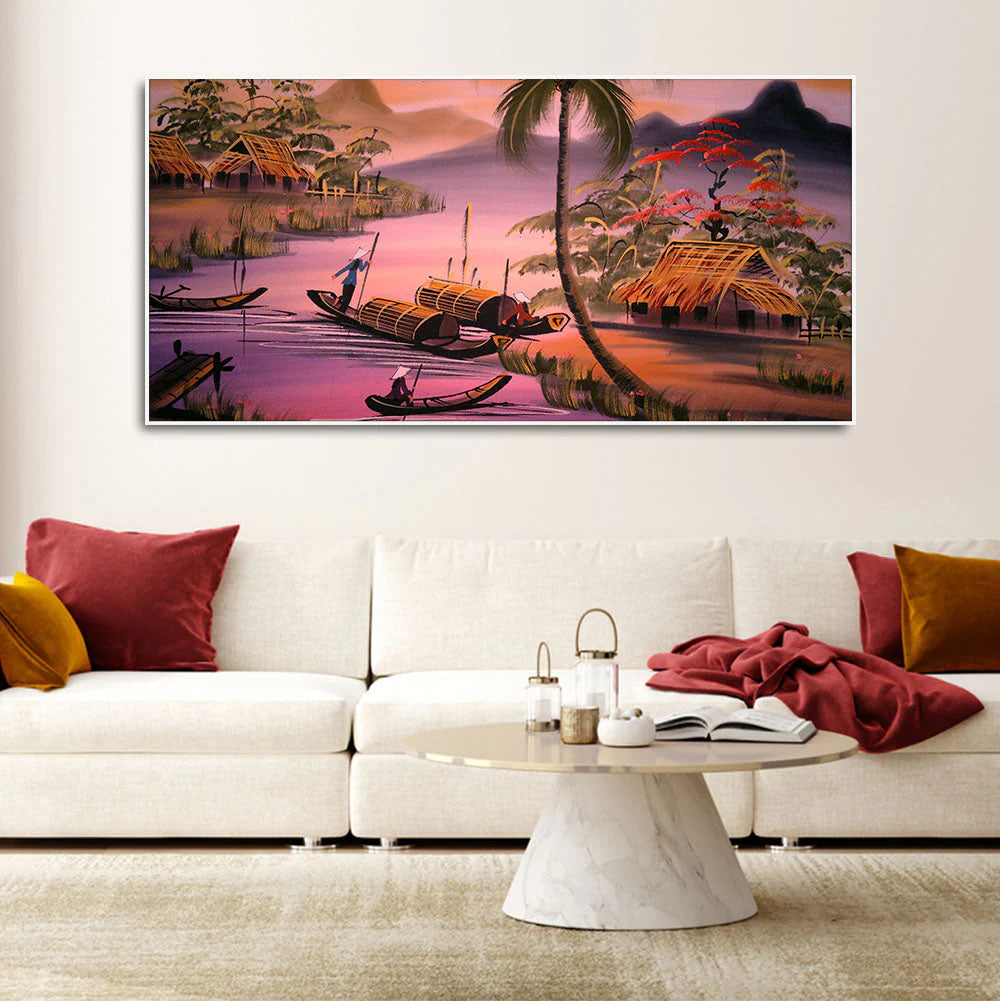 Beautiful Sunset Scenery Canvas Wall Painting DECORMANTRA