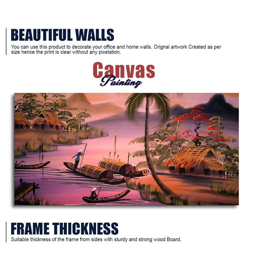 Beautiful Sunset Scenery Canvas Wall Painting DECORMANTRA