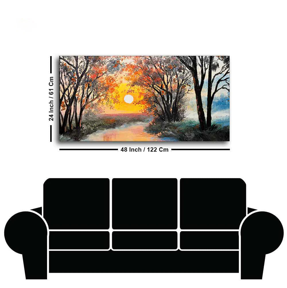 Beautiful Sunset Scenery Premium Wall Painting DECORMANTRA