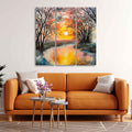 Beautiful Sunset at River Wall Painting Set of 3 Pieces DECORMANTRA