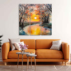 Beautiful Sunset at River Wall Painting Set of 3 Pieces DECORMANTRA