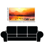 Beautiful Swans in Lake at Sunset Wall Painting DECORMANTRA
