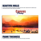 Beautiful Swans in Lake at Sunset Wall Painting DECORMANTRA