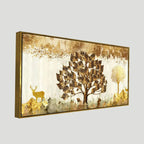Beautiful Tree and Golden Deer Canvas Wall Painting DECORMANTRA