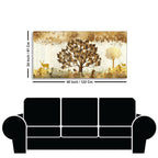 Beautiful Tree and Golden Deer Canvas Wall Painting DECORMANTRA