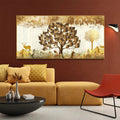 Beautiful Tree and Golden Deer Canvas Wall Painting DECORMANTRA