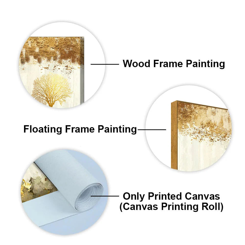 Beautiful Tree and Golden Deer Canvas Wall Painting DECORMANTRA