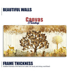 Beautiful Tree and Golden Deer Canvas Wall Painting DECORMANTRA