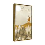 Beautiful Trees with Golden Deers Premium Canvas Wall Painting DECORMANTRA