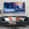 Beautiful Wall Painting of Old Hut in the Winter Forest DECORMANTRA