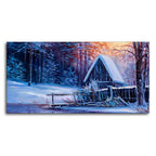 Beautiful Wall Painting of Old Hut in the Winter Forest DECORMANTRA