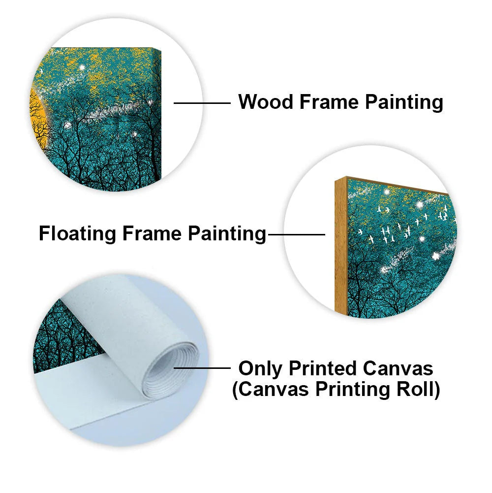 Beautiful White Horses in Forest Premium Wall Painting DECORMANTRA