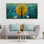 Beautiful White Horses in Forest Premium Wall Painting DECORMANTRA