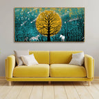 Beautiful White Horses in Forest Premium Wall Painting DECORMANTRA