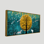 Beautiful White Horses in Forest Premium Wall Painting DECORMANTRA