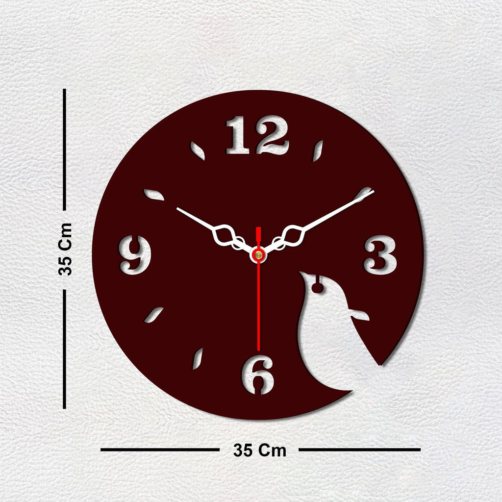 Bird Shape Design Wooden Wall Clock - Decor Mantra 
