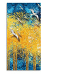 Birds Flying Over Golden Trees Forest Premium Canvas Wall Painting DECORMANTRA