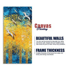Birds Flying Over Golden Trees Forest Premium Canvas Wall Painting Decor Mantra