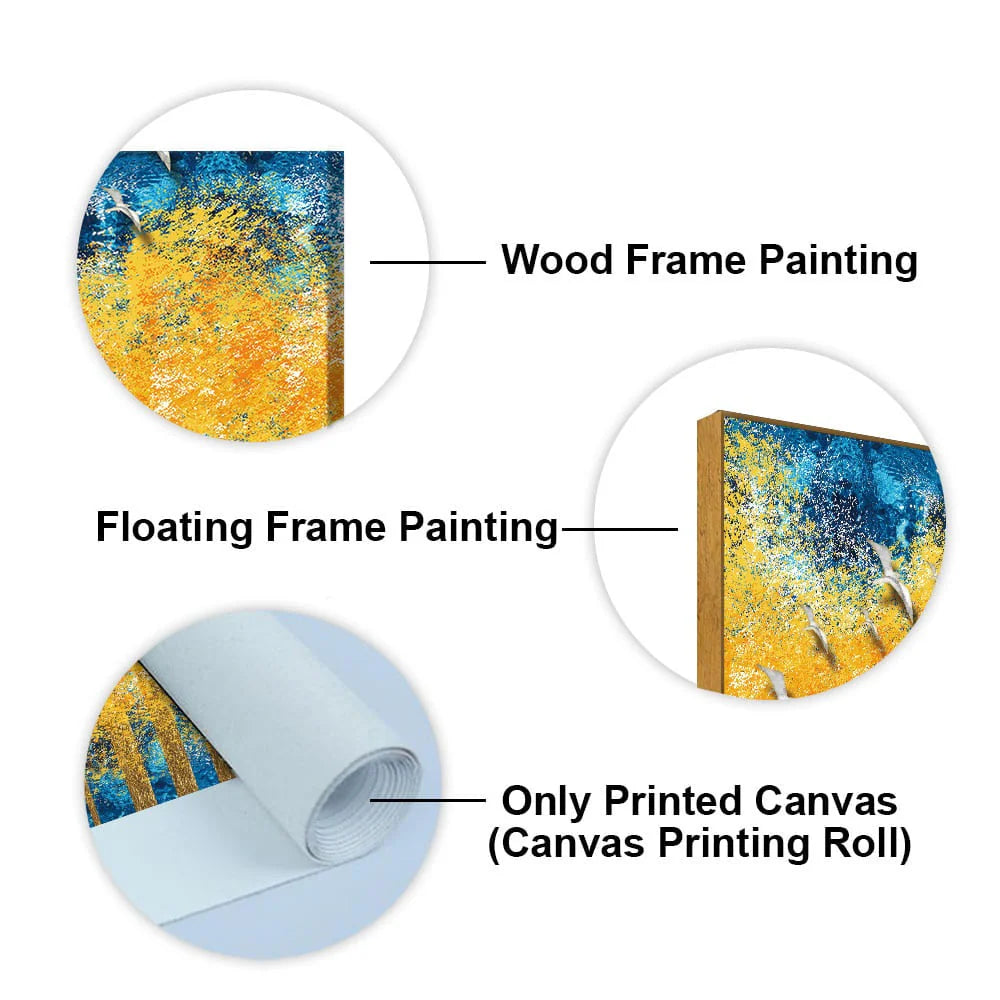 Birds Flying Over Golden Trees Forest Wall Painting Decor Mantra