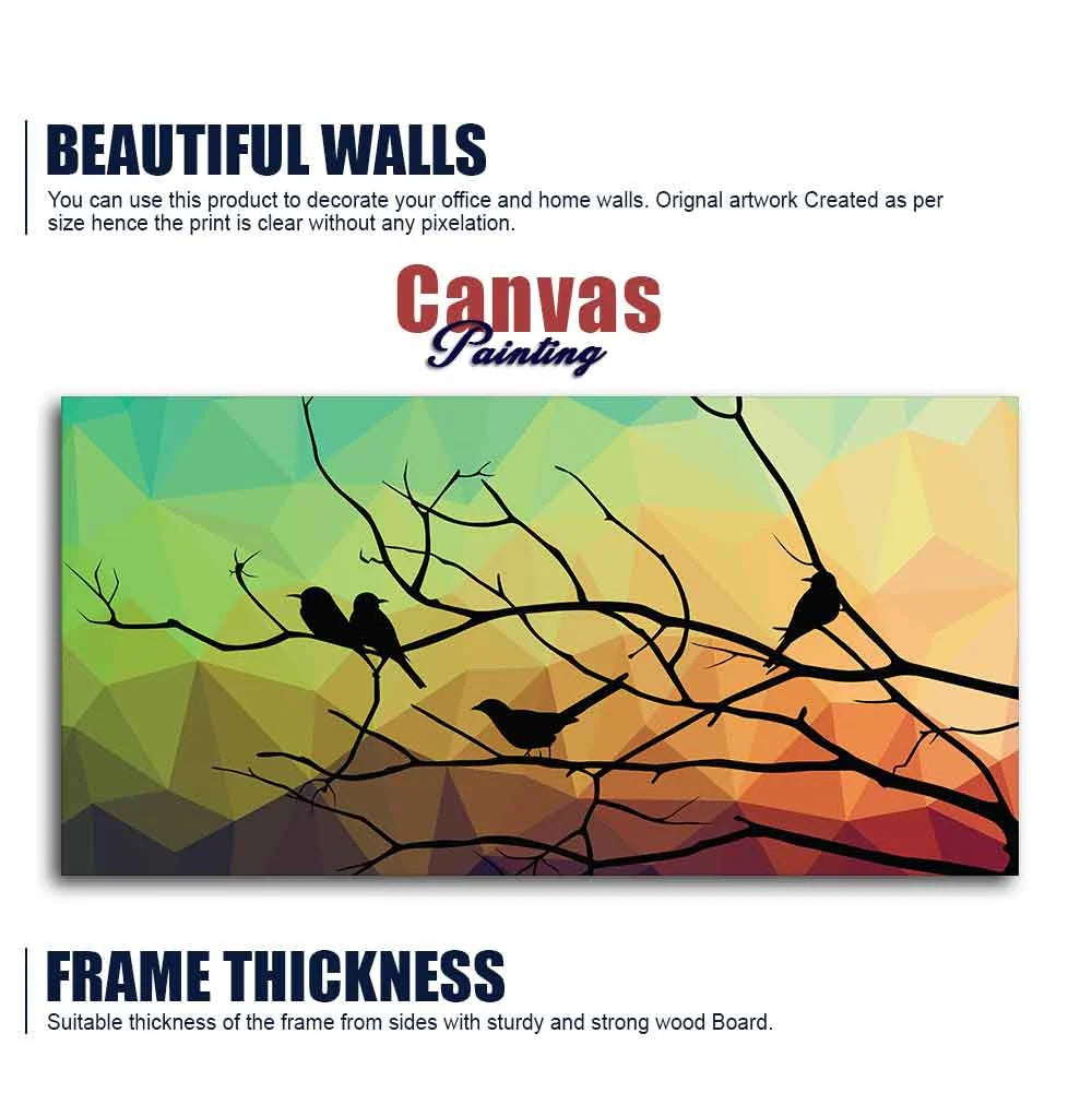 Birds on Branch Abstract Art Wall Painting Decor Mantra