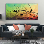Birds on Branch Abstract Art Wall Painting Decor Mantra