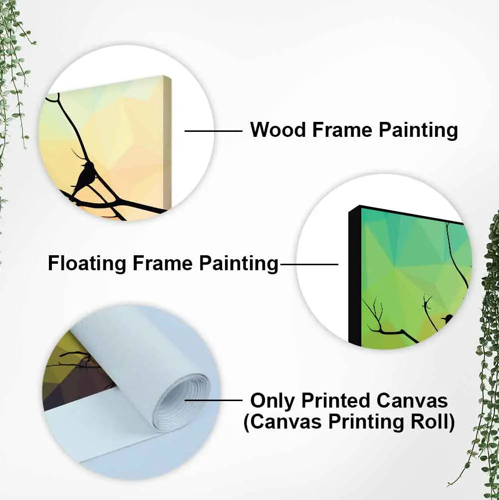 Birds on Branch Abstract Art Wall Painting Decor Mantra