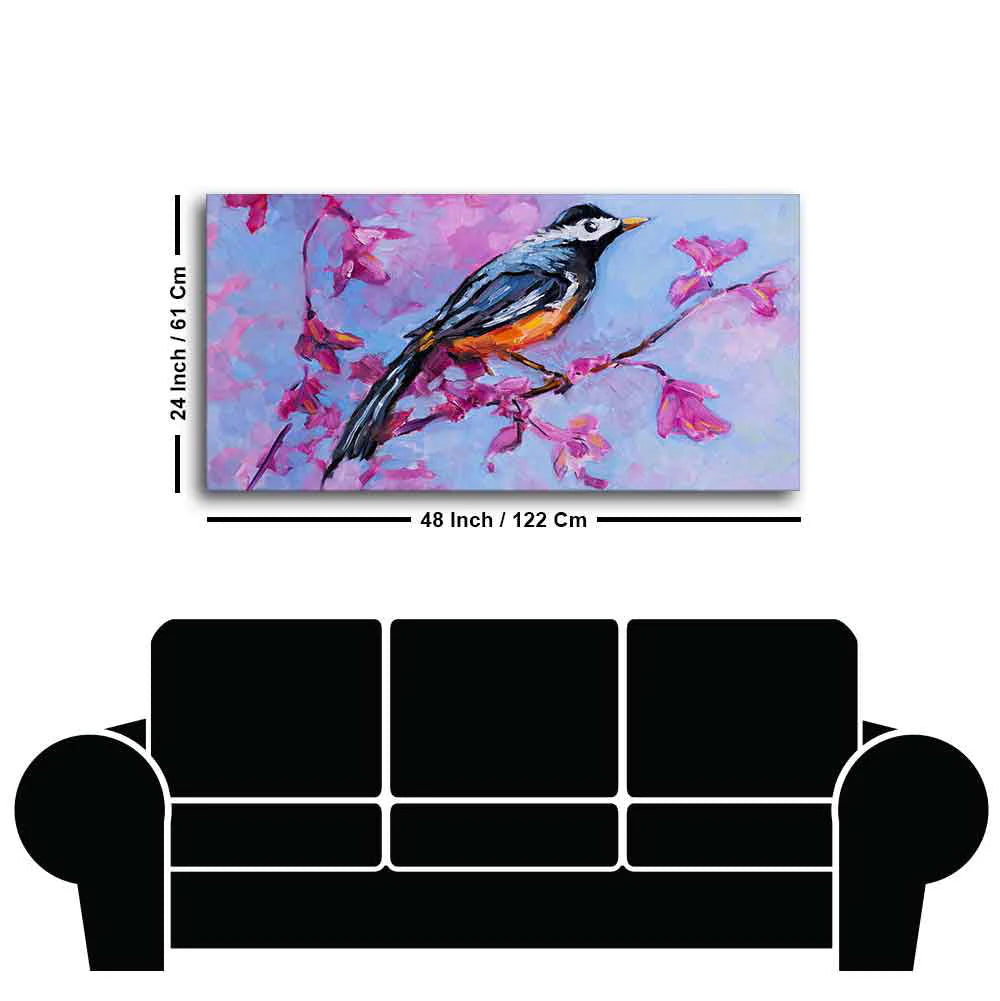 Bird with Nature Abstract Design Wall Painting Decor Mantra