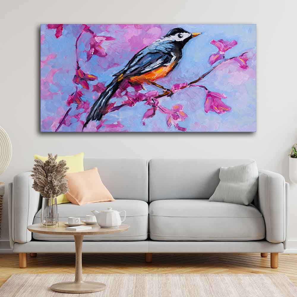 Bird with Nature Abstract Design Wall Painting Decor Mantra