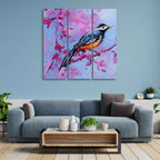 Bird with Nature Abstract design 3 Pieces Wall Painting Decor Mantra