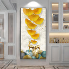 Elk Leaves With Deer Premium Acrylic Vertical Wall Art