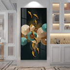 Koi Fish & Fan Designs Premium Acrylic Vertical Wall Art
