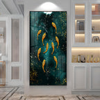 Golden Koi Fishes in Greenery Premium Acrylic Vertical Wall Art