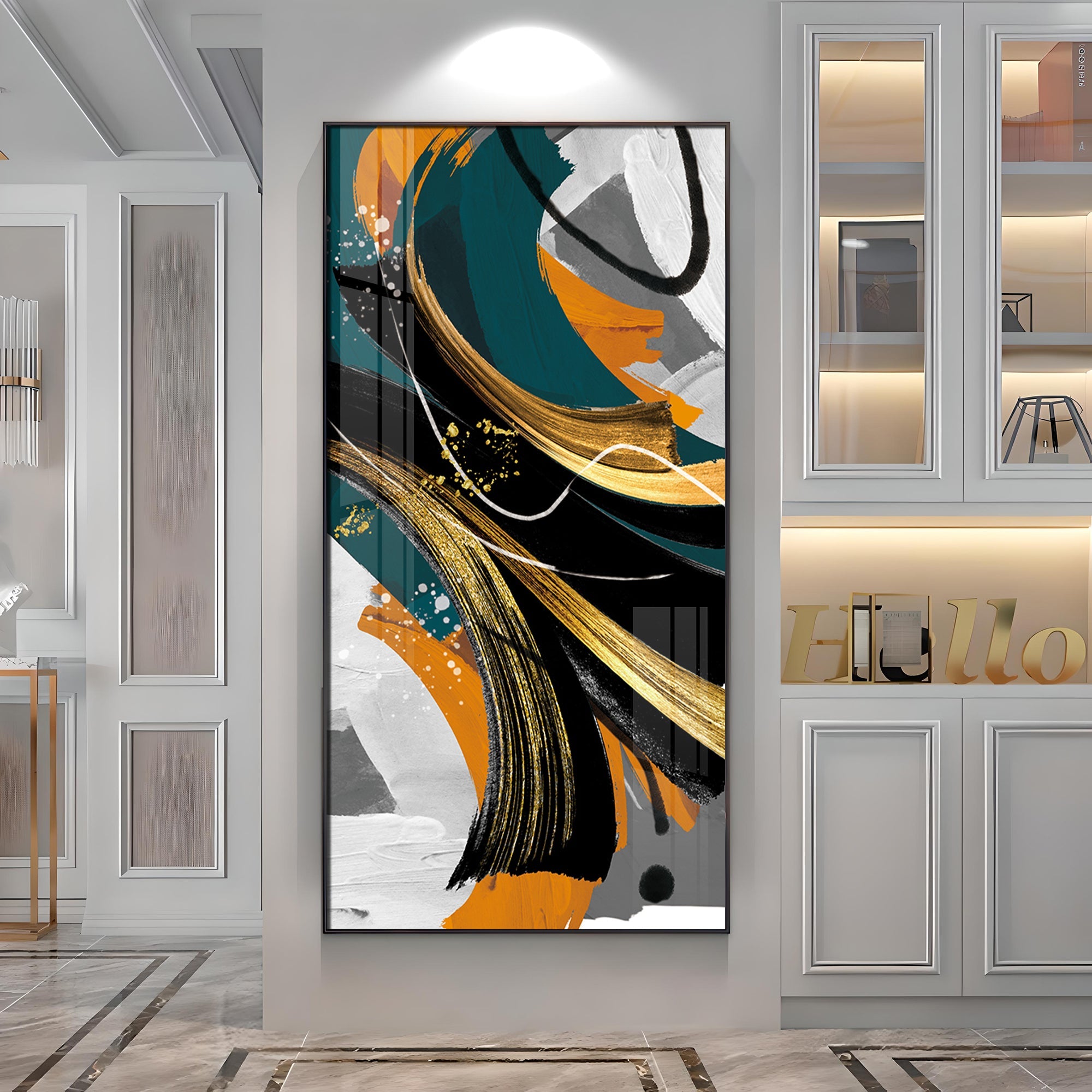 Abstract Gold Foil Premium Acrylic Vertical Wall Art