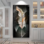 White Feather With Colors Effects Premium Acrylic Vertical Wall Art