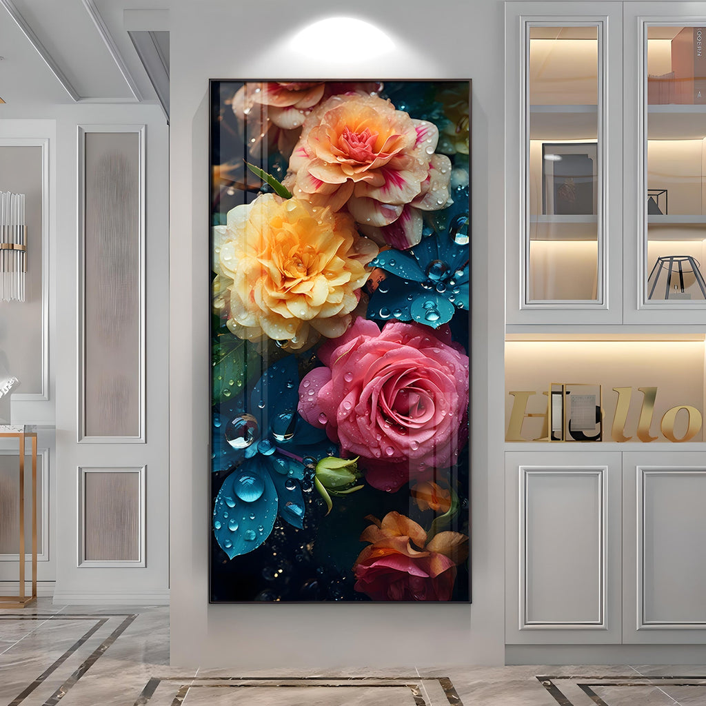 Colorful Flowers Premium Acrylic Vertical Wall Art