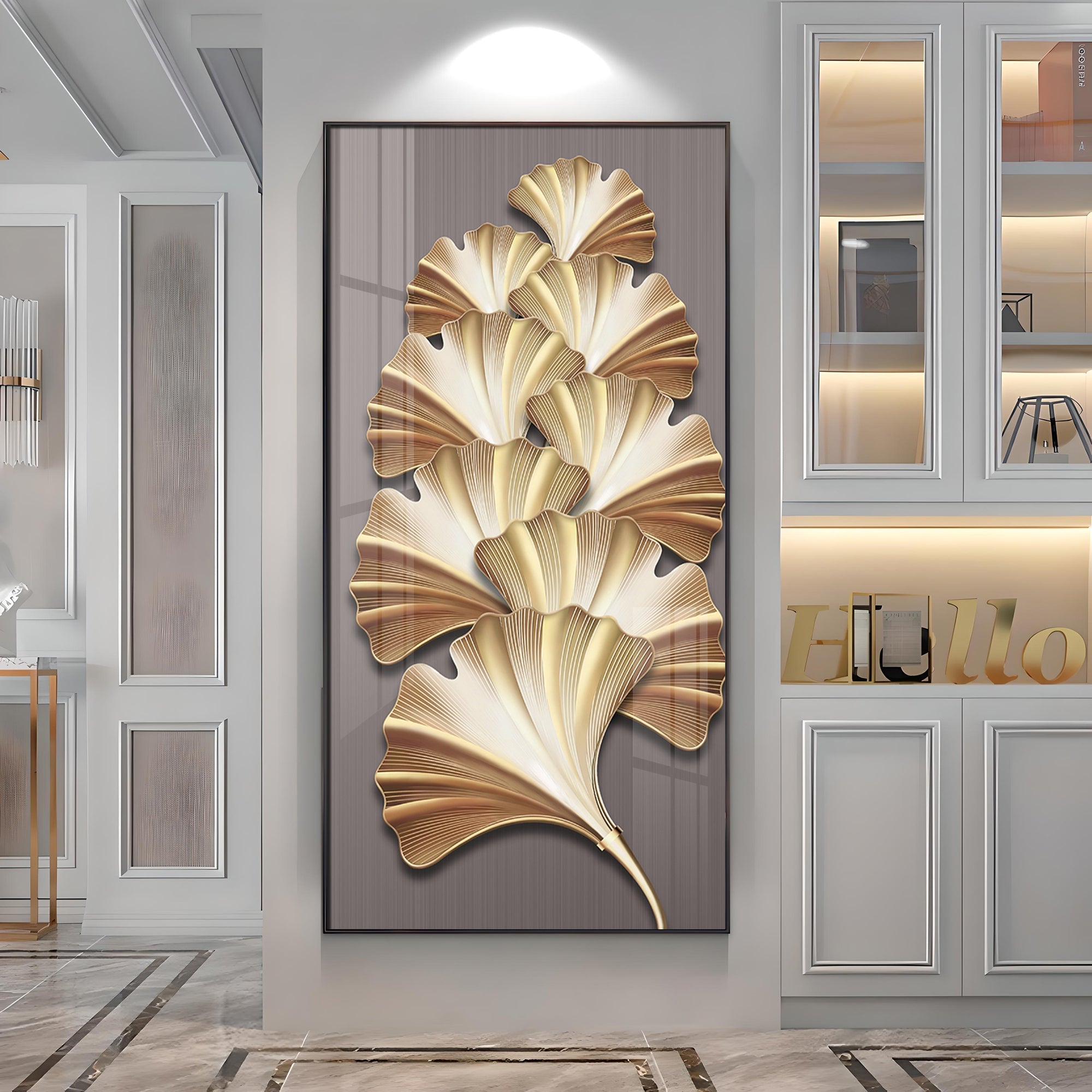 Golden Glow Premium Acrylic Vertical Wall Art
