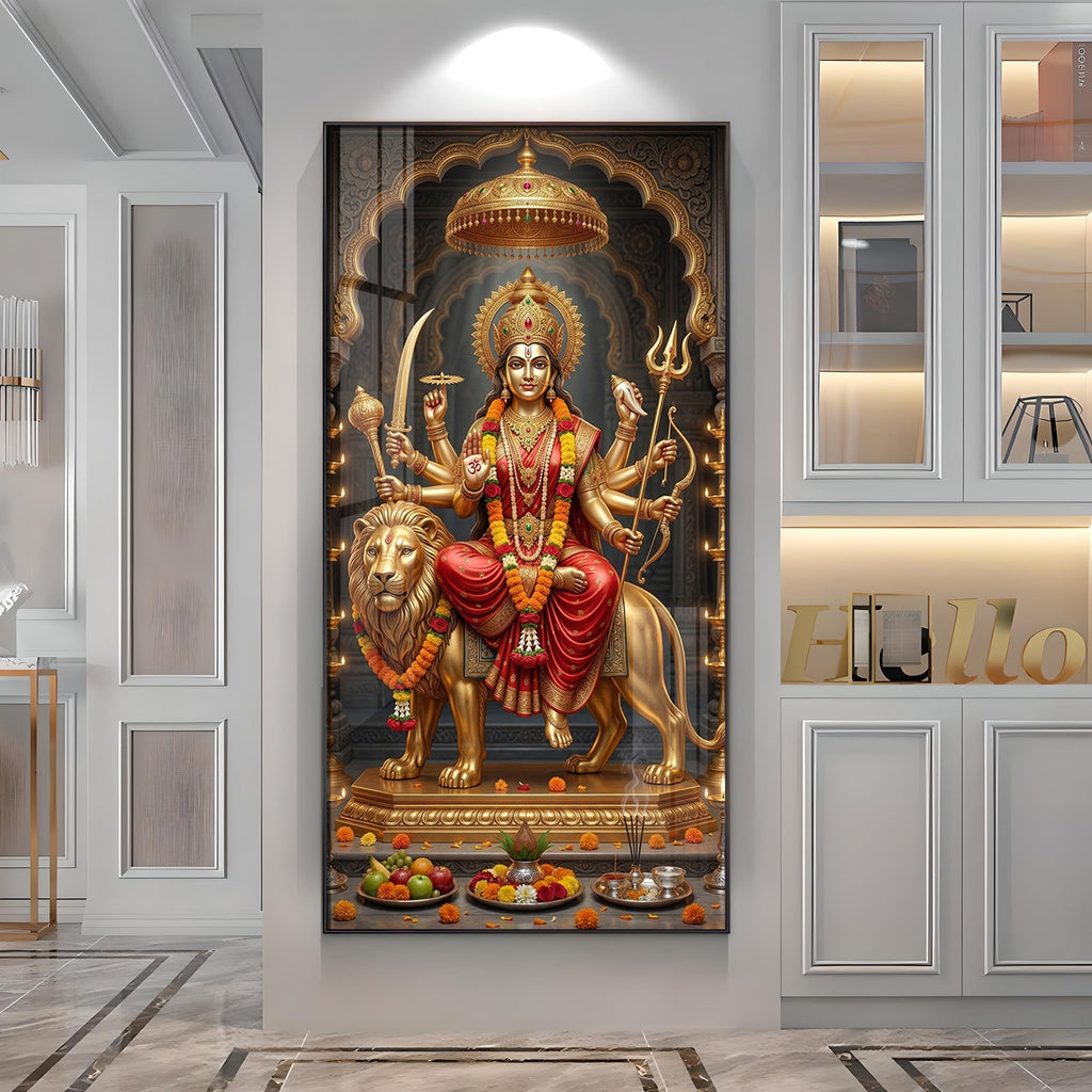 Maa Durga Blessing Premium Acrylic Vertical Wall Art