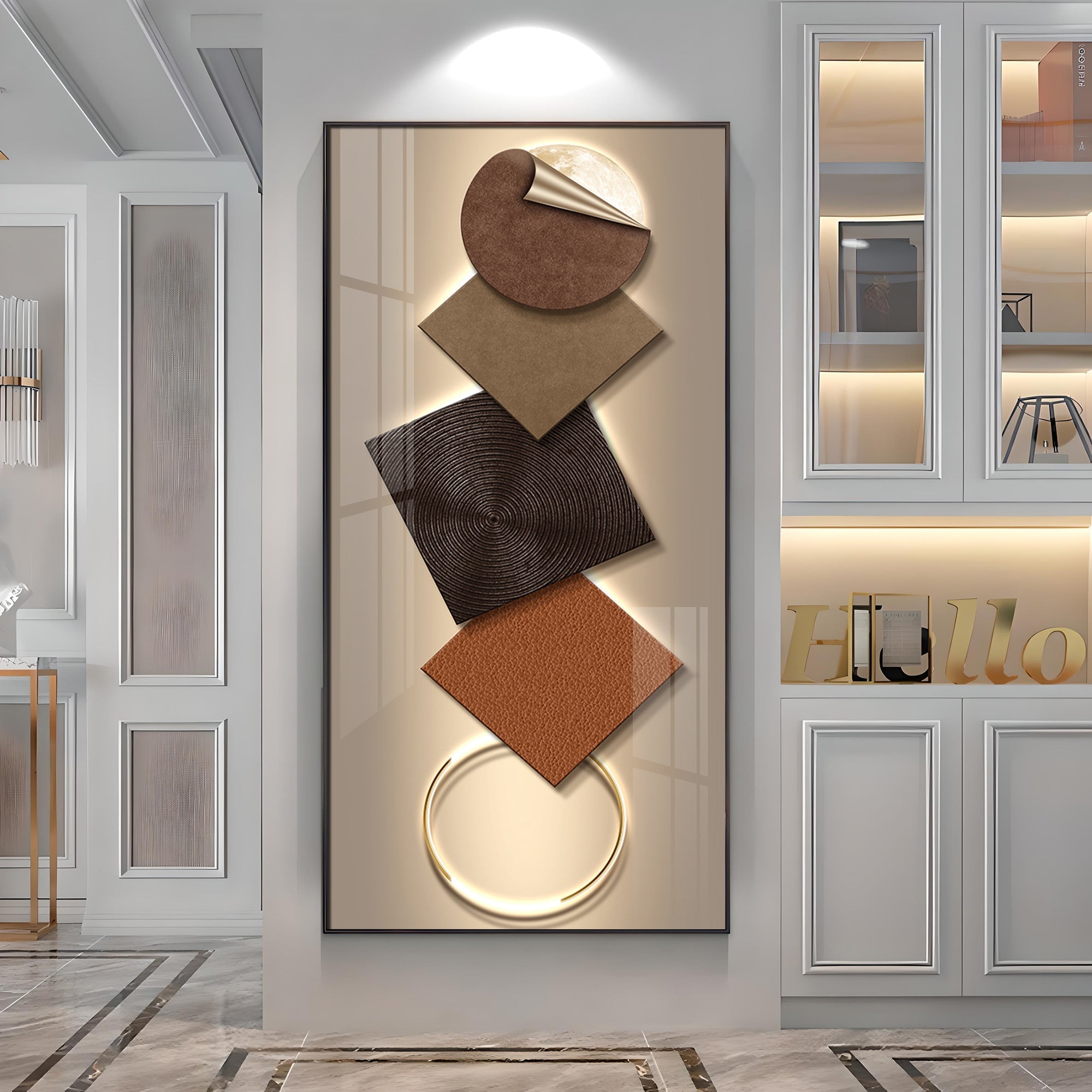 Elegant Geometry Abstract Design Premium Acrylic Vertical Wall Art