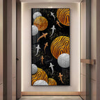 Circular Shapes With Fish Premium Acrylic Vertical Wall Art