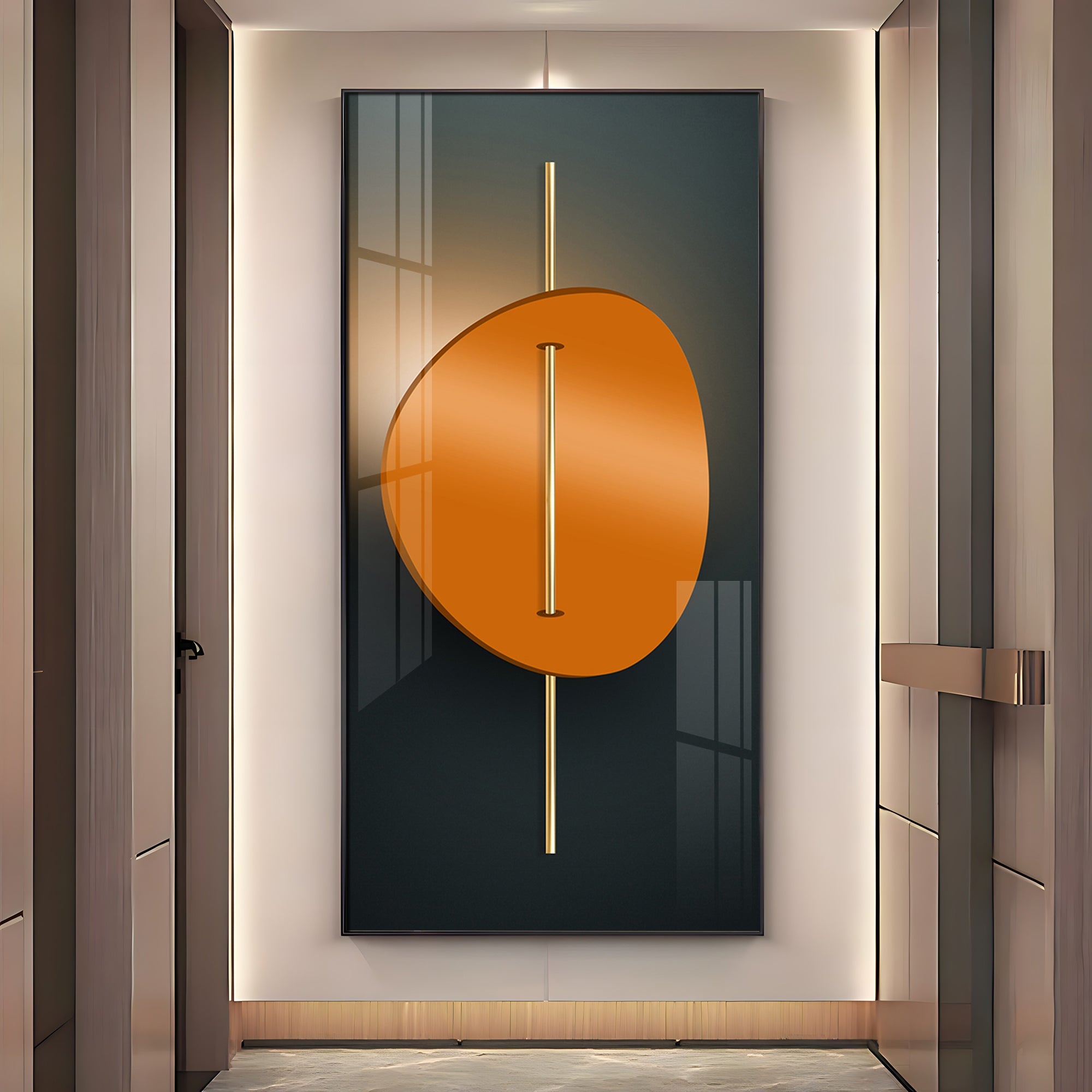 Abstract Orange Moon Premium Acrylic Vertical Wall Art