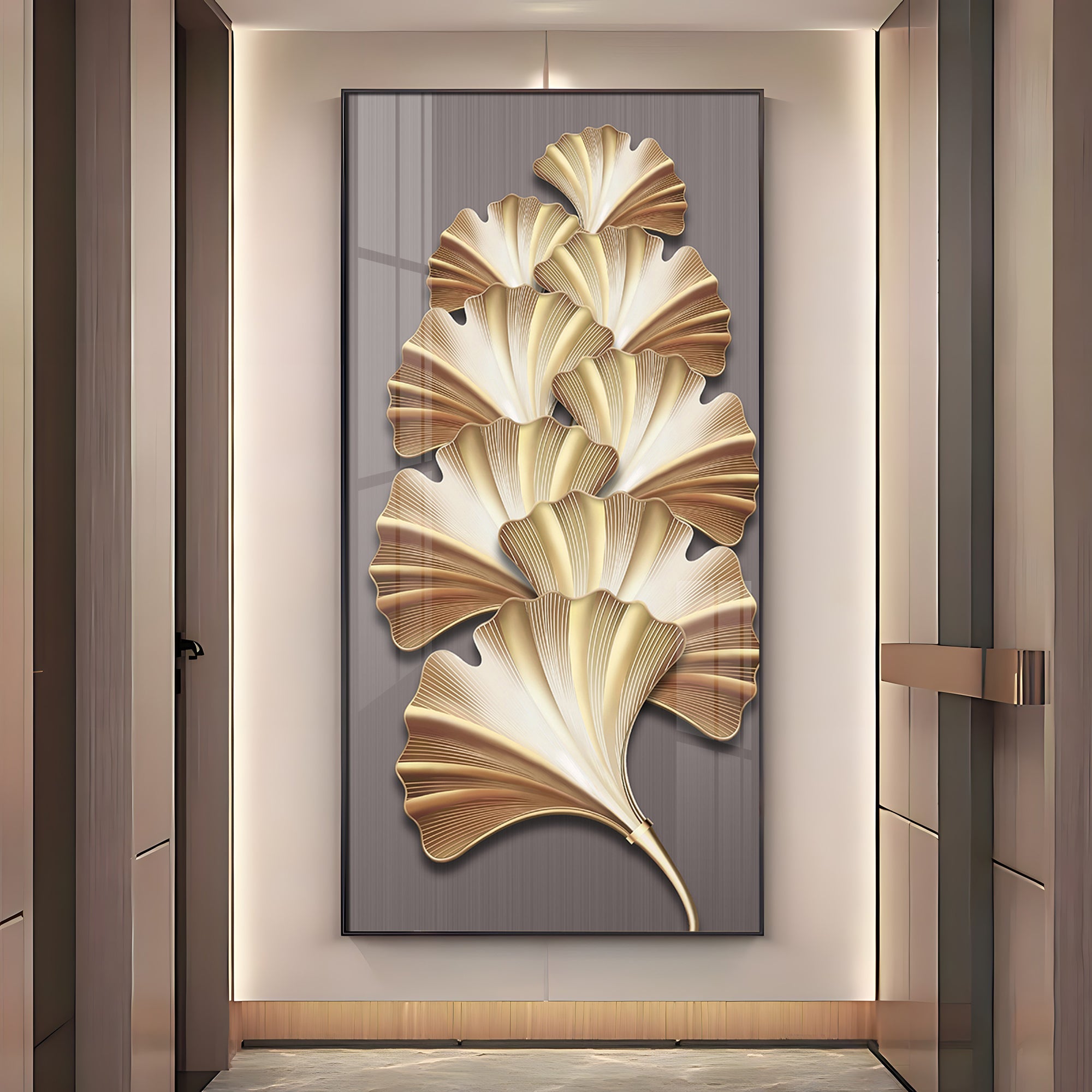 Golden Glow Premium Acrylic Vertical Wall Art