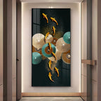 Koi Fish & Fan Designs Premium Acrylic Vertical Wall Art