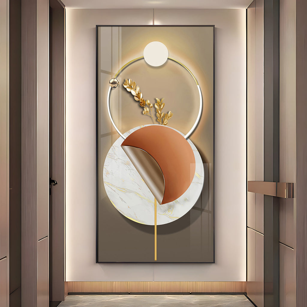 Golden Elegance Premium Acrylic Vertical Wall Art
