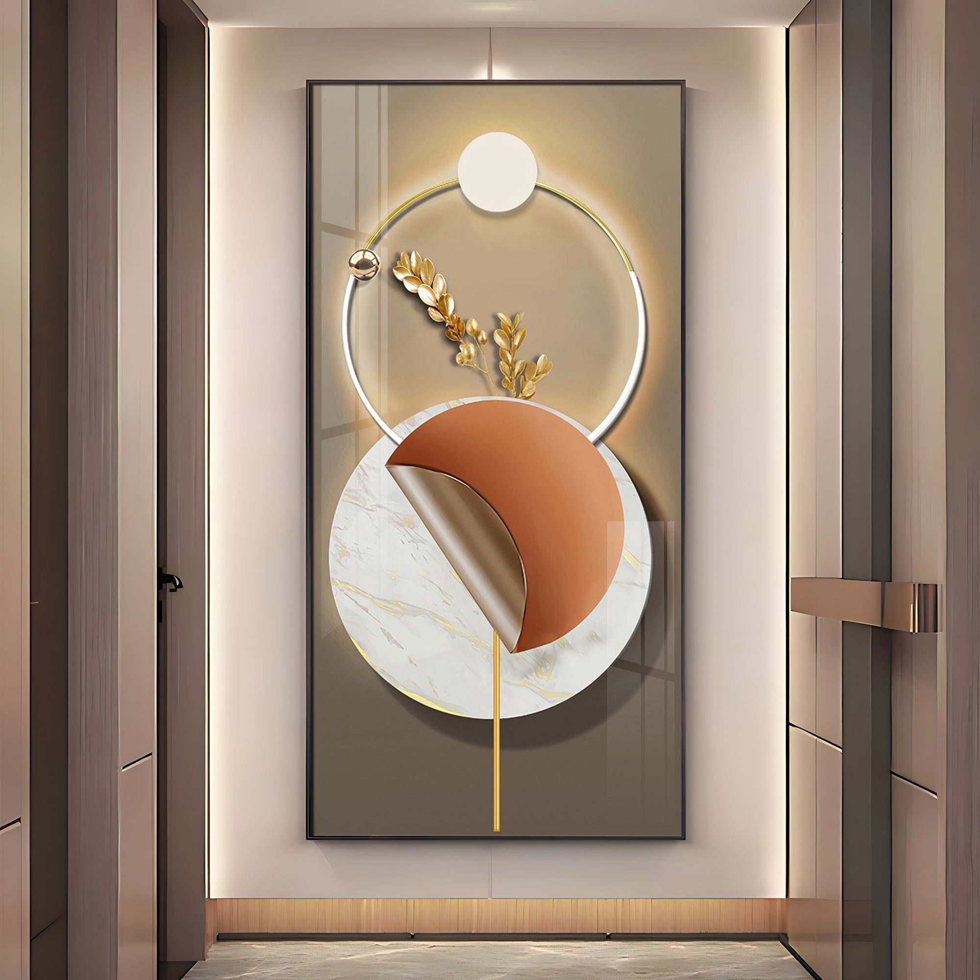 Golden Elegance Premium Acrylic Vertical Wall Art